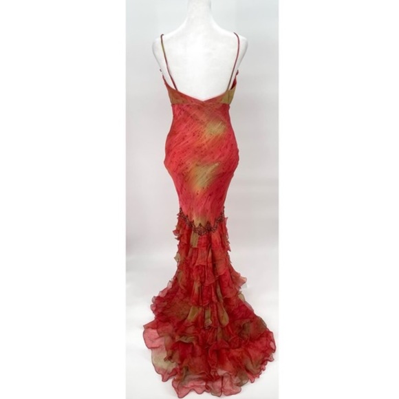 Vintage 90s Y2K 100% Silk Beaded Dress Vintage Silk Dress Prom Fairy Watercolor - Picture 12 of 16